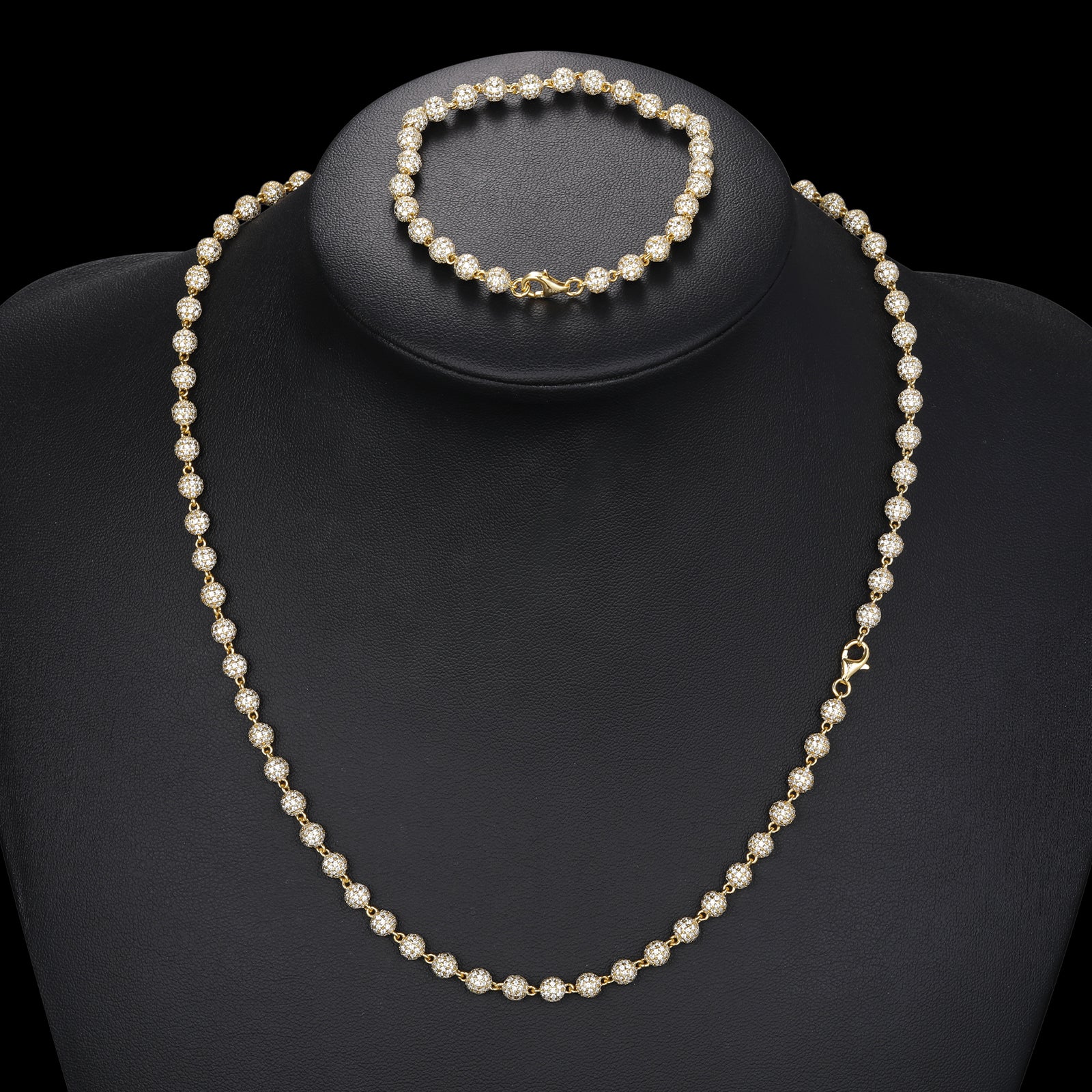 5MM 7MM 10MM MOISSANITE BEAD LINK CHAIN NECKLACE/BRACELET IN STERLING SILVER - Image 4