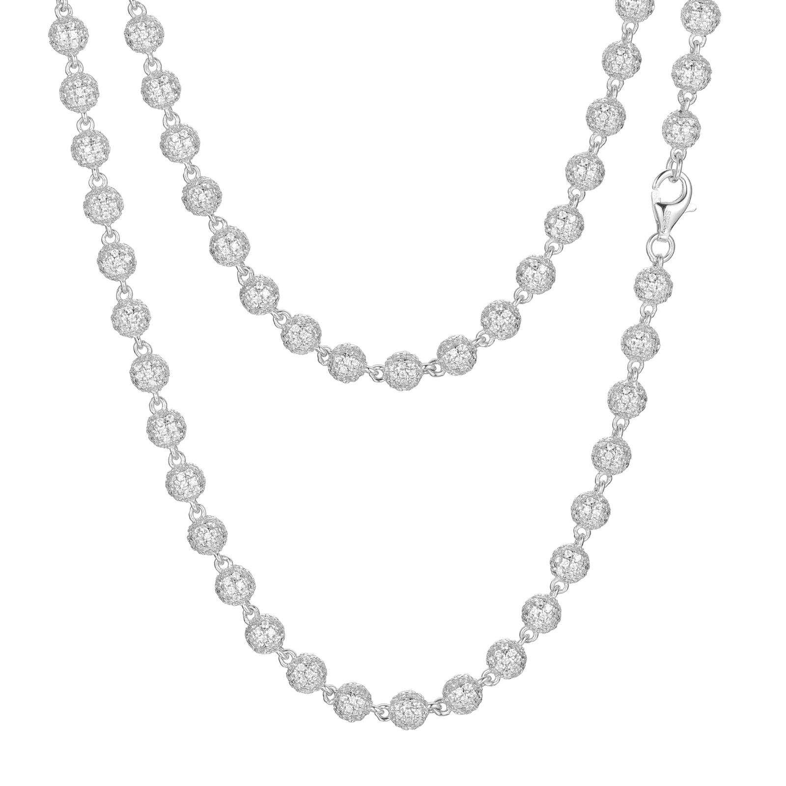 5MM 7MM 10MM MOISSANITE BEAD LINK CHAIN NECKLACE/BRACELET IN STERLING SILVER - Image 5