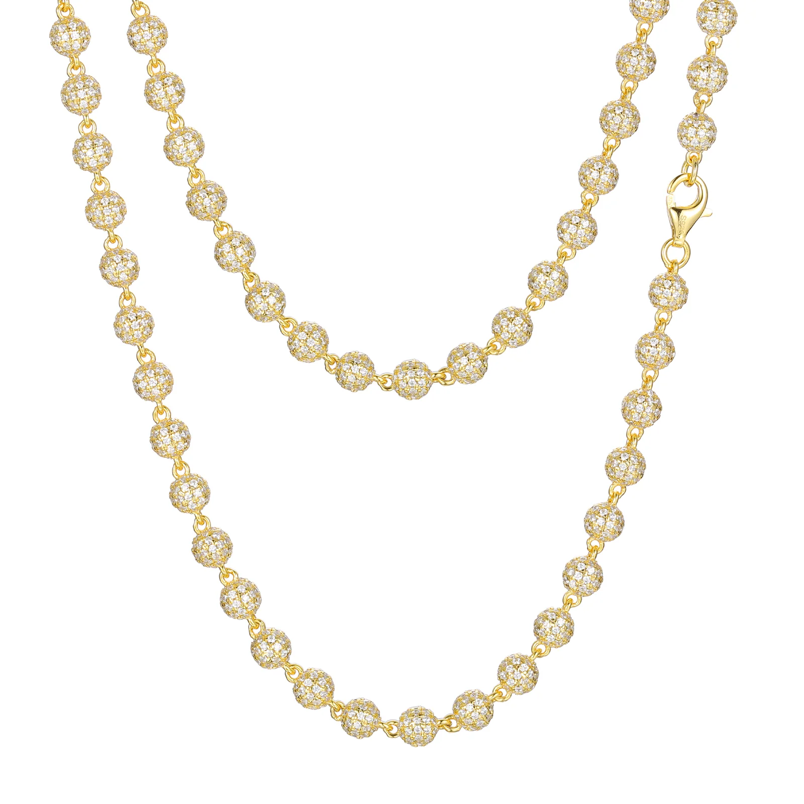5MM 7MM 10MM MOISSANITE BEAD LINK CHAIN NECKLACE/BRACELET IN STERLING SILVER - Image 6