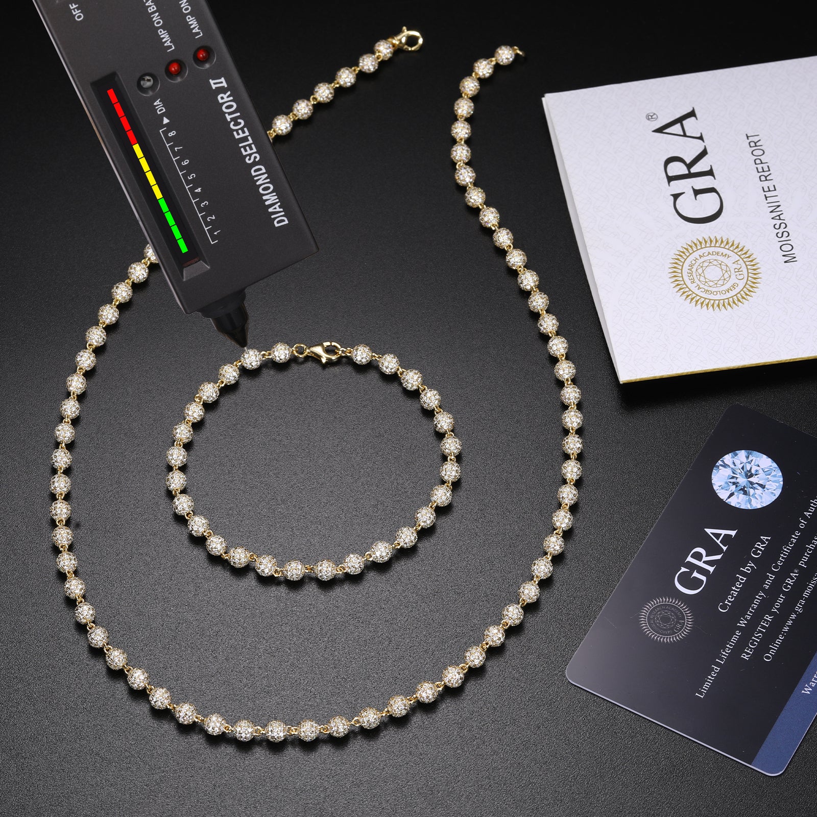 5MM 7MM 10MM MOISSANITE BEAD LINK CHAIN NECKLACE/BRACELET IN STERLING SILVER - Image 7