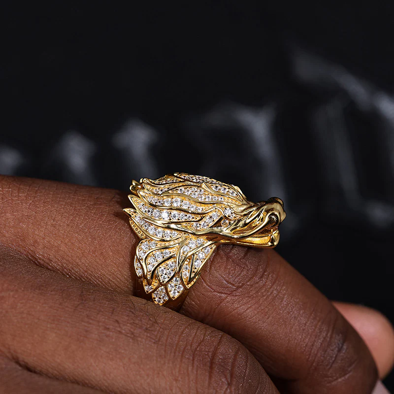 MOISSANITE DRAGON HEAD RING IN STERLING SILVER - Image 3