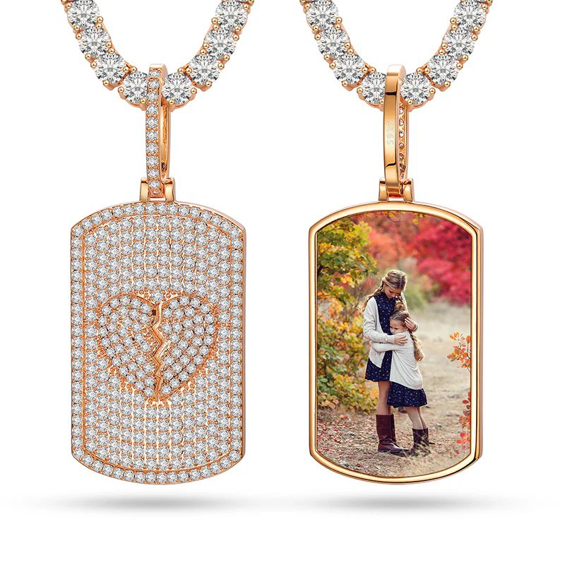 MOISSANITE MILITARY CARD PHOTO PENDANT NECKLACE IN STERLING SILVER - Image 7