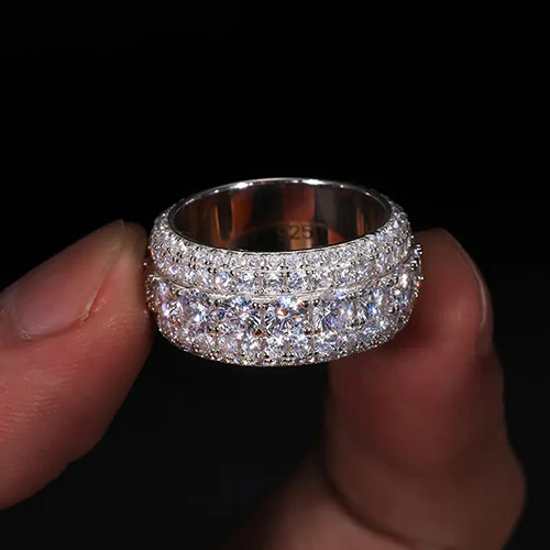 MOISSANITE MULTI LAYER BAND RING IN STERLING SILVER - Image 3