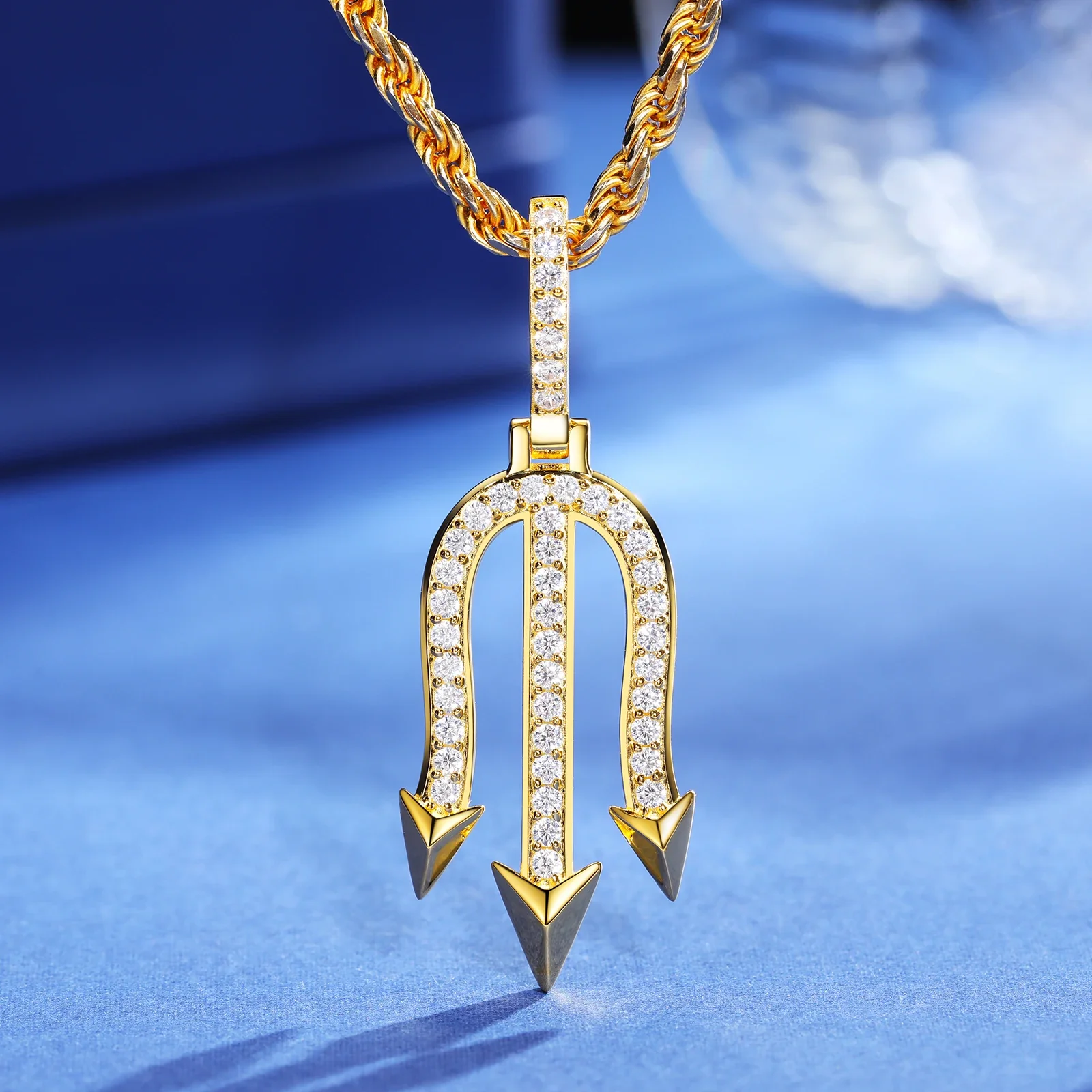 MOISSANITE TRIDENT PENDANT IN STERLING SILVER - Image 3